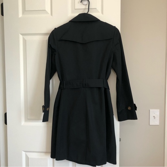 Talbots Petite Women's Double Breasted Belted Long Trench Coat in Black 2P - Picture 3 of 16